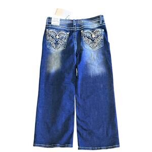 NWT Telepatía Mid-Rise, Wide-Leg Denim Stretch Embellished Jeans Women’s 15/32